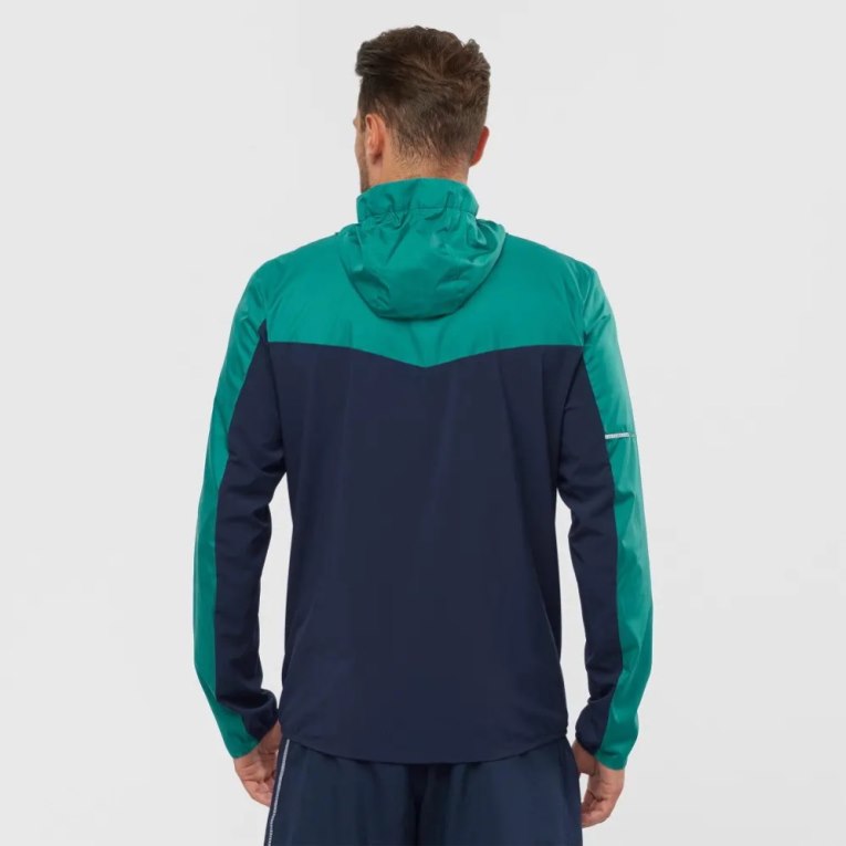 Green / Navy Salomon Agile Men's Windbreaker | PH 85904N